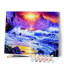 Charger l'image dans la galerie, peinture par numéros | Mer déchaînée et Soleil | complexe, montagnes, nouveautés, paysages | FiguredArt