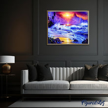 Charger l'image dans la galerie, peinture par numéros | Mer déchaînée et Soleil | complexe, montagnes, nouveautés, paysages | FiguredArt