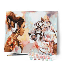 Charger l'image dans la galerie, peinture par numéros | Femme et Tigre | abstrait, animaux, intermédiaire, nouveautés, tigres | FiguredArt