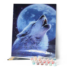 Charger l'image dans la galerie, peinture par numéros | Loup hurlant à la Lune | animaux, intermédiaire, loups, nouveautés | FiguredArt