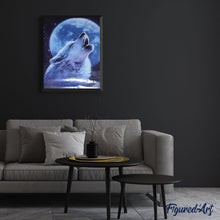 Charger l'image dans la galerie, peinture par numéros | Loup hurlant à la Lune | animaux, intermédiaire, loups, nouveautés | FiguredArt