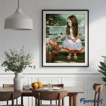 Charger l'image dans la galerie, peinture par numéros | Petite Fille et son Chat | animaux, chats, complexe, fleurs, portrait | FiguredArt