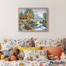 Charger l'image dans la galerie, peinture par numéros | Maison fleurie sous la Neige | complexe, nouveautés, paysages | FiguredArt