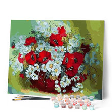 Charger l'image dans la galerie, peinture par numéros | Vase de Fleurs rouges et blanches | fleurs, intermédiaire | FiguredArt