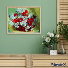 Charger l'image dans la galerie, peinture par numéros | Vase de Fleurs rouges et blanches | fleurs, intermédiaire | FiguredArt