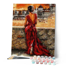 Charger l'image dans la galerie, peinture par numéros | Belle Femme en Robe rouge | complexe, romantique | FiguredArt