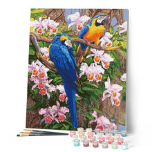 Charger l'image dans la galerie, peinture par numéros | Deux Perroquets perchés | animaux, complexe, oiseaux, perroquets | FiguredArt