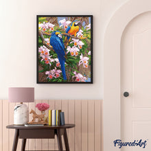 Charger l'image dans la galerie, peinture par numéros | Deux Perroquets perchés | animaux, complexe, oiseaux, perroquets | FiguredArt