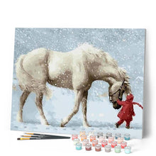 Charger l'image dans la galerie, peinture par numéros | Cheval dans la Neige | animaux, chevaux, intermédiaire | FiguredArt