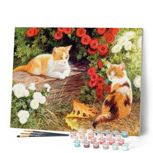 Charger l'image dans la galerie, peinture par numéros | Fleurs et Chatons | animaux, chats, intermédiaire | FiguredArt