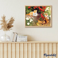 Charger l'image dans la galerie, peinture par numéros | Fleurs et Chatons | animaux, chats, intermédiaire | FiguredArt