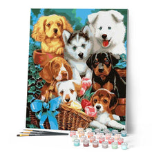 Charger l'image dans la galerie, peinture par numéros | Petits Chiens dans un Panier | animaux, chiens, intermédiaire | FiguredArt