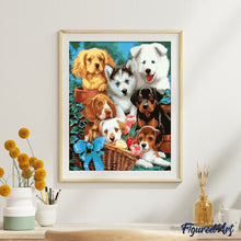 Charger l'image dans la galerie, peinture par numéros | Petits Chiens dans un Panier | animaux, chiens, intermédiaire | FiguredArt