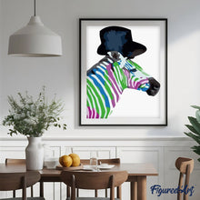 Charger l'image dans la galerie, peinture par numéros | Zèbre au chapeau | animaux, facile, Pop Art, zèbres | FiguredArt