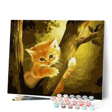 Charger l'image dans la galerie, peinture par numéros | Chaton perché | animaux, arbres, chats, facile | FiguredArt
