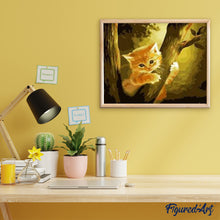 Charger l'image dans la galerie, peinture par numéros | Chaton perché | animaux, arbres, chats, facile | FiguredArt