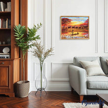 Charger l'image dans la galerie, peinture par numéros | Coucher de soleil Eléphants | animaux, envies d’ailleurs, france, intermédiaire, paysages | FiguredArt