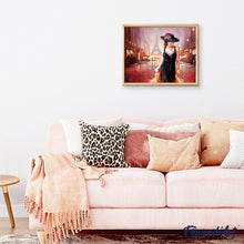 Charger l'image dans la galerie, peinture par numéros | Femme dans les rues de Paris | complexe, romantique, ville | FiguredArt