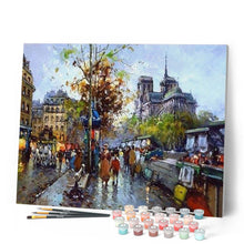 Charger l'image dans la galerie, peinture par numéros | Notre-Dame de Paris et les bouquinistes | complexe, ville | FiguredArt