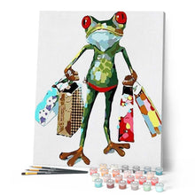 Charger l'image dans la galerie, peinture par numéros | La Grenouille revenant du Shopping | animaux, facile, france, grenouilles | FiguredArt