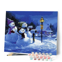 Charger l'image dans la galerie, peinture par numéros | Trois Bonhommes de Neige | intermédiaire, Noël | FiguredArt