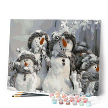 Charger l'image dans la galerie, peinture par numéros | Quatre bonhommes de neige de Noël | facile, Noël | FiguredArt