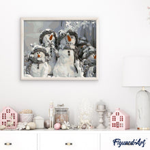 Charger l'image dans la galerie, peinture par numéros | Quatre bonhommes de neige de Noël | facile, Noël | FiguredArt