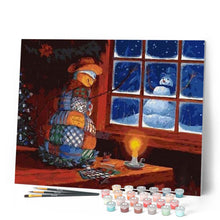 Charger l'image dans la galerie, peinture par numéros | Bonhomme de Neige à la Fenêtre | intermédiaire, Noël | FiguredArt