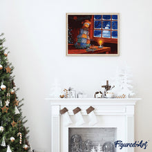 Charger l'image dans la galerie, peinture par numéros | Bonhomme de Neige à la Fenêtre | intermédiaire, Noël | FiguredArt