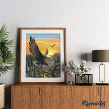 Charger l'image dans la galerie, peinture par numéros | Aigle au Lever du Soleil | aigles, animaux, facile, oiseaux, paysages | FiguredArt