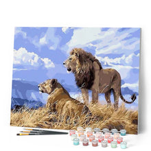Charger l'image dans la galerie, peinture par numéros | Lion et Lionne en Afrique | animaux, intermédiaire, lions | FiguredArt