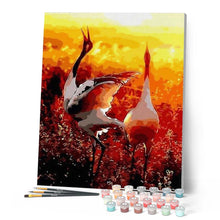 Charger l'image dans la galerie, peinture par numéros | Deux Grues dans le Soleil | animaux, complexe, grues cendrées, oiseaux | FiguredArt