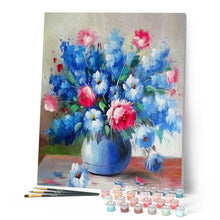 Charger l'image dans la galerie, peinture par numéros | Fleurs bleues et rouges | complexe, fleurs | FiguredArt