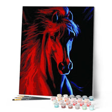 Charger l'image dans la galerie, peinture par numéros | Cheval Rouge et Bleu | animaux, chevaux, facile | FiguredArt