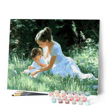 Charger l'image dans la galerie, peinture par numéros | Mère en Enfant dans l’Herbe | complexe, paysages, romantique | FiguredArt
