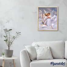 Charger l'image dans la galerie, peinture par numéros | Deux anges et Colombes | animaux, complexe, oiseaux, religion | FiguredArt