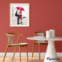 Charger l'image dans la galerie, peinture par numéros | Homme et femme avec parapluie rouge | intermédiaire, romantique | FiguredArt