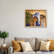 Charger l'image dans la galerie, peinture par numéros | Chat et Canard perchés | animaux, canards, chats, intermédiaire, oiseaux | FiguredArt