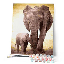Charger l'image dans la galerie, peinture par numéros | Maman éléphant et son petit | animaux, france, intermédiaire, éléphants | FiguredArt