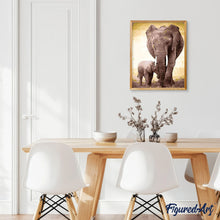 Charger l'image dans la galerie, peinture par numéros | Maman éléphant et son petit | animaux, france, intermédiaire, éléphants | FiguredArt