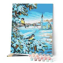 Charger l'image dans la galerie, peinture par numéros | Deux Oiseaux dans la Neige | animaux, facile, oiseaux | FiguredArt