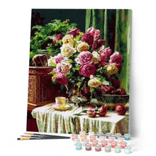 Charger l'image dans la galerie, peinture par numéros | Tasse de Café et joli Bouquet | complexe, fleurs | FiguredArt