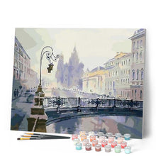 Charger l'image dans la galerie, peinture par numéros | Pont enneigé | facile, ville | FiguredArt