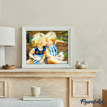 Charger l'image dans la galerie, peinture par numéros | Premier Baiser d’Enfants | complexe, portrait | FiguredArt