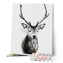Charger l'image dans la galerie, peinture par numéros | Tête de Cerf noir et blanc | animaux, facile, rennes et biches | FiguredArt