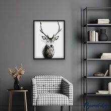 Charger l'image dans la galerie, peinture par numéros | Tête de Cerf noir et blanc | animaux, facile, rennes et biches | FiguredArt
