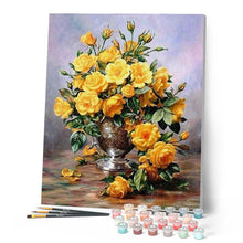 Charger l'image dans la galerie, peinture par numéros | Vase et Fleurs jaunes | complexe, fleurs | FiguredArt