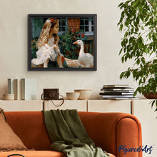 Charger l'image dans la galerie, peinture par numéros | Petite Fille et Canard | animaux, canards, intermédiaire, oiseaux | FiguredArt