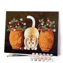 Charger l'image dans la galerie, peinture par numéros | Chat au milieu des Vases | animaux, chats, fleurs, intermédiaire | FiguredArt