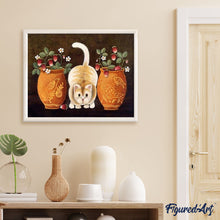 Charger l'image dans la galerie, peinture par numéros | Chat au milieu des Vases | animaux, chats, fleurs, intermédiaire | FiguredArt